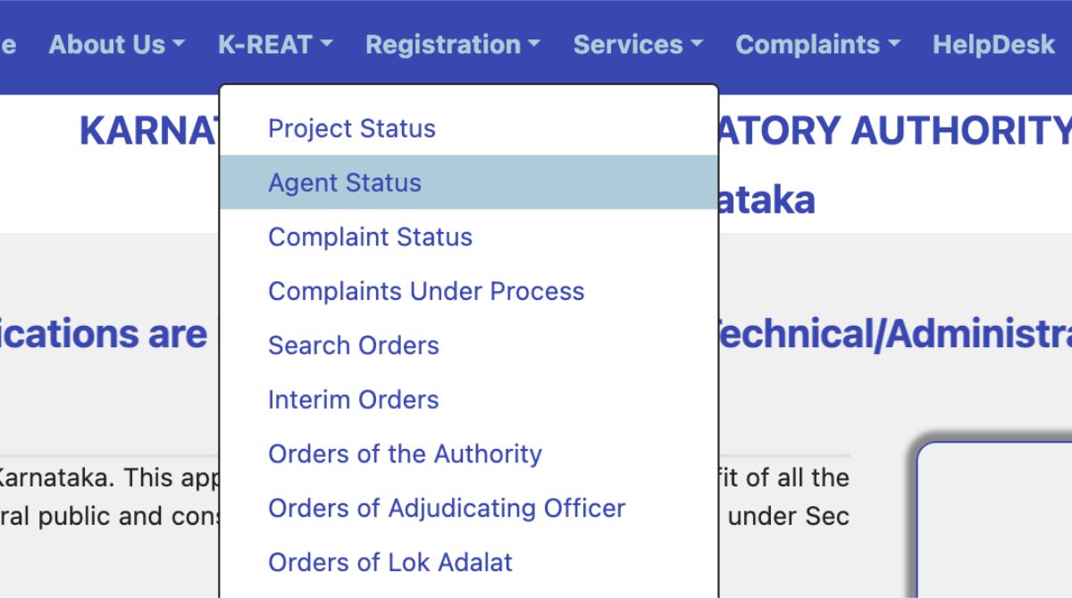 K RERA Agent Status